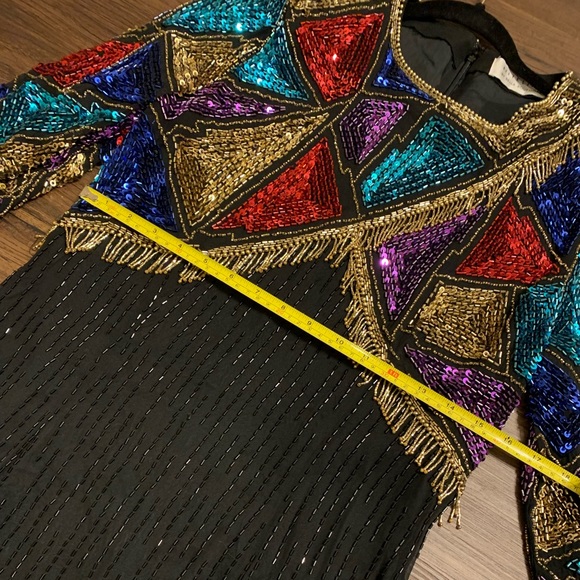 Vintage 80s/90s Niteline by Della Roufogali sequin dress colorful - Picture 11 of 16